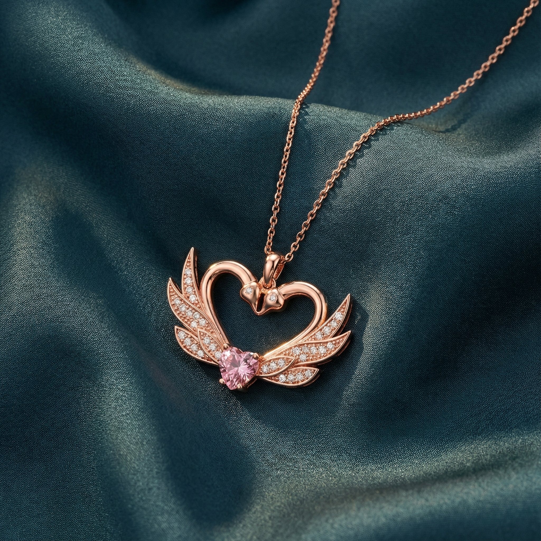 Gümüş Birleşen Kuğular Kolye