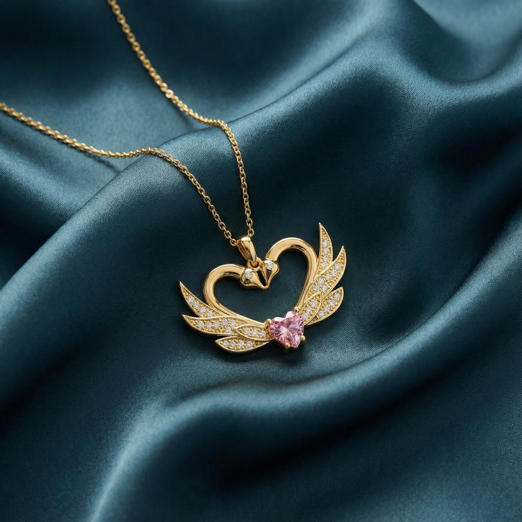 Gümüş Birleşen Kuğular Kolye