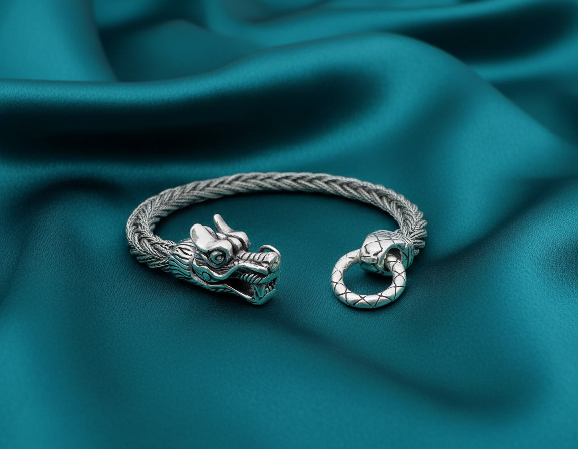 Gümüş Ejderha Örme Bileklik