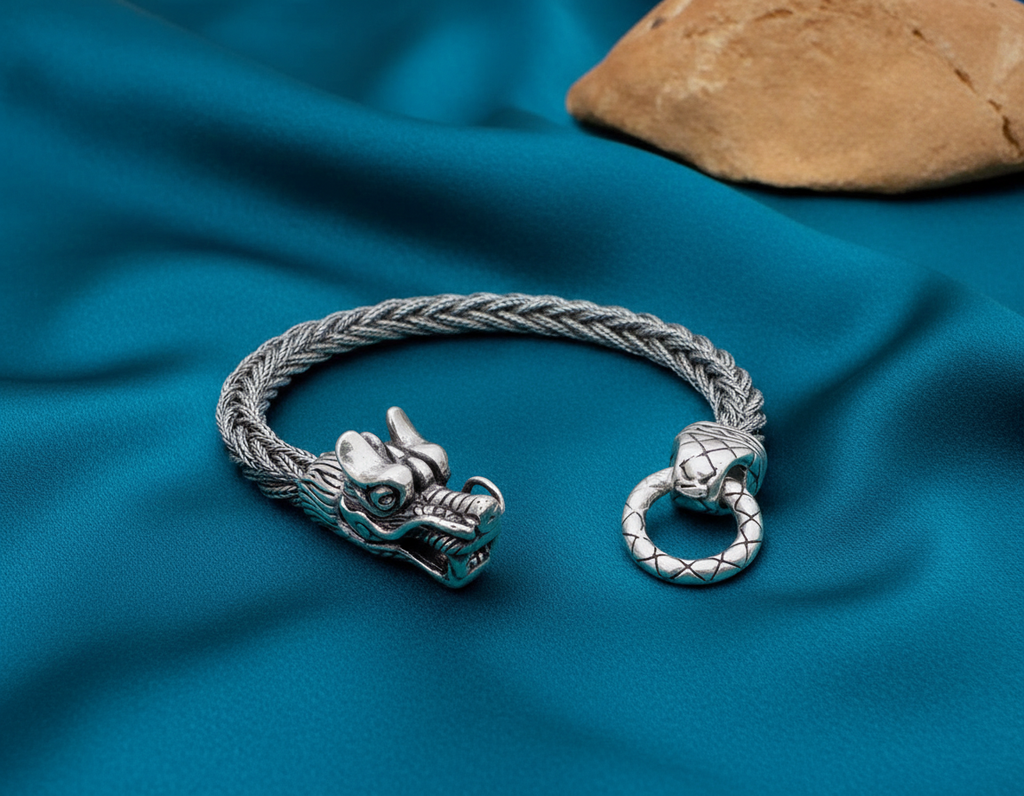 Gümüş Ejderha Örme Bileklik