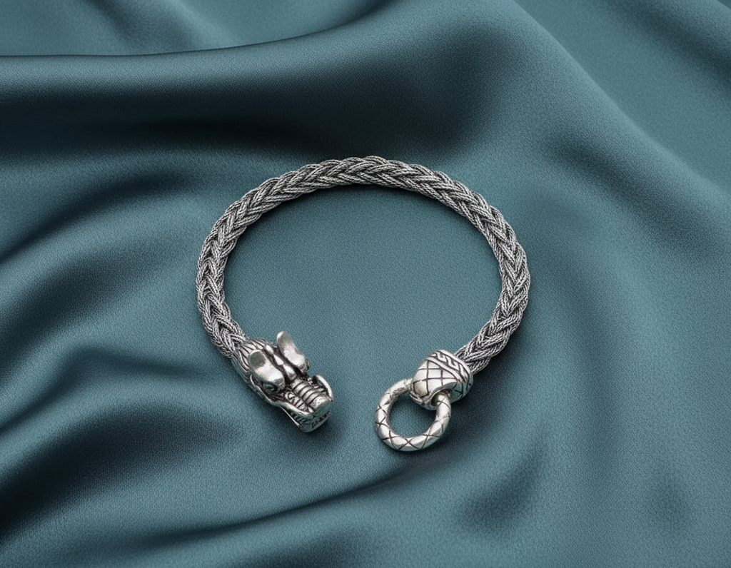 Gümüş Ejderha Örme Bileklik