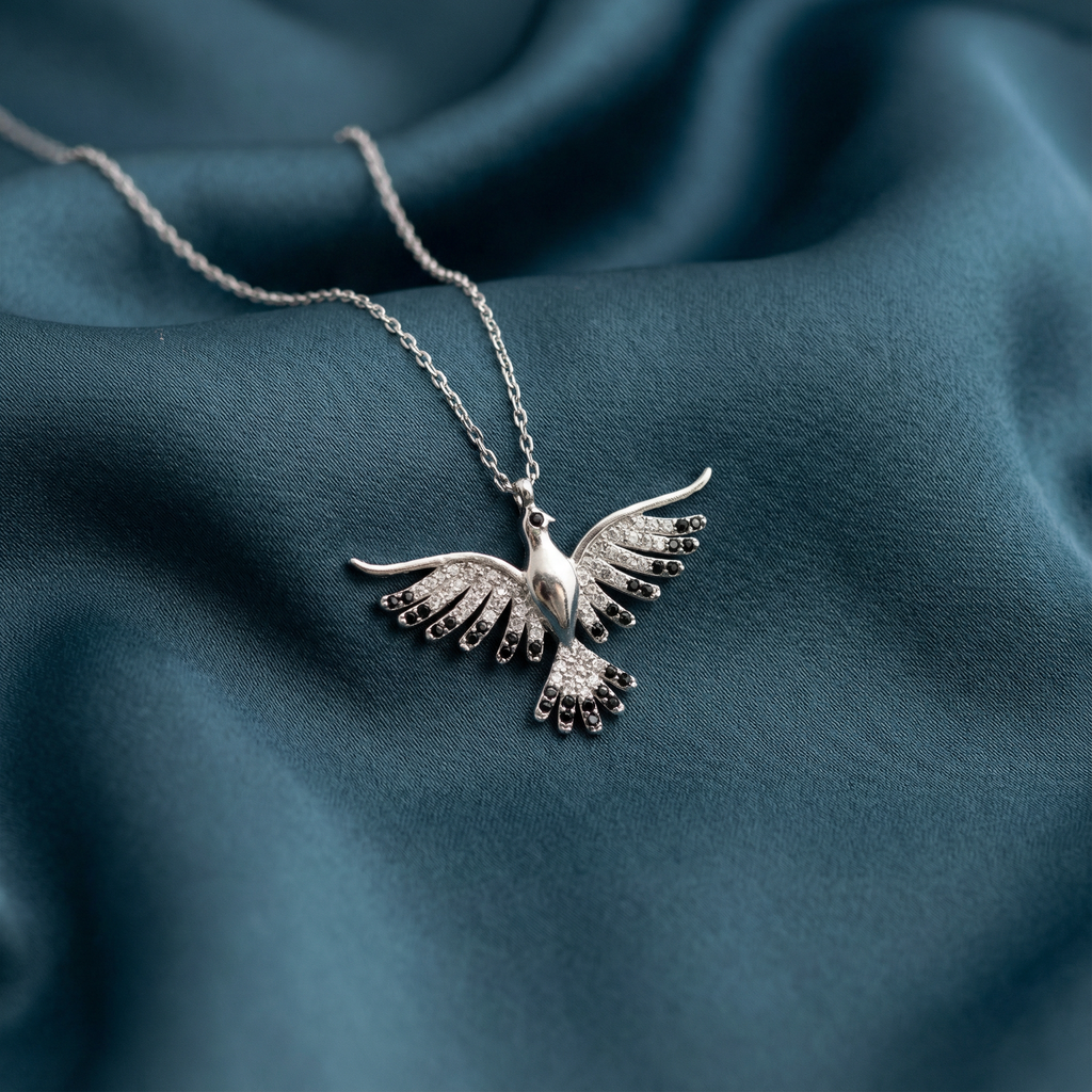 Gümüş Anka Kuşu Kolye