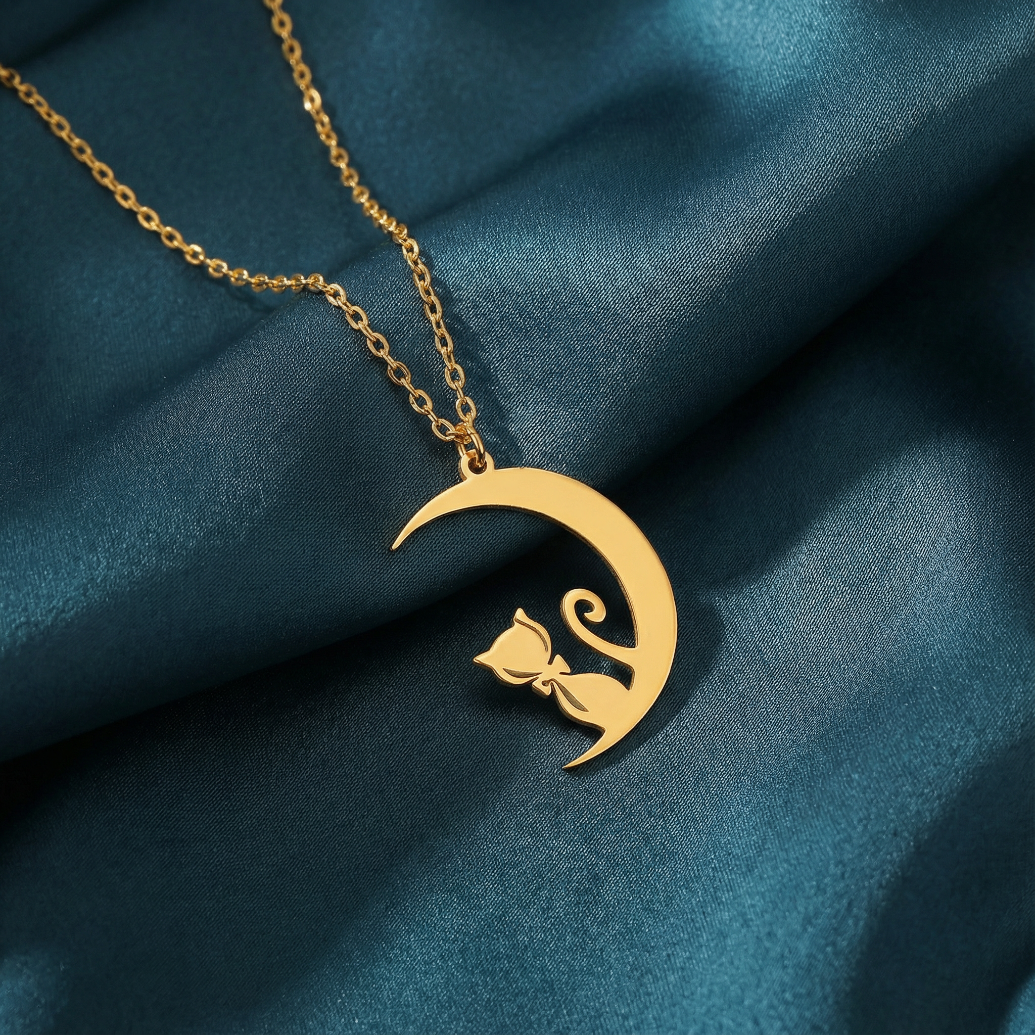 Gümüş Gece Kedisi Kolye