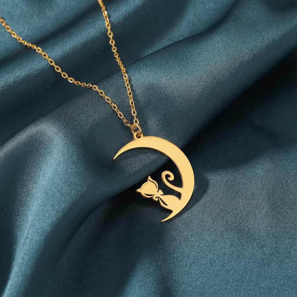 Gümüş Gece Kedisi Kolye