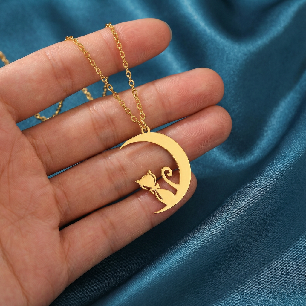 Gümüş Gece Kedisi Kolye