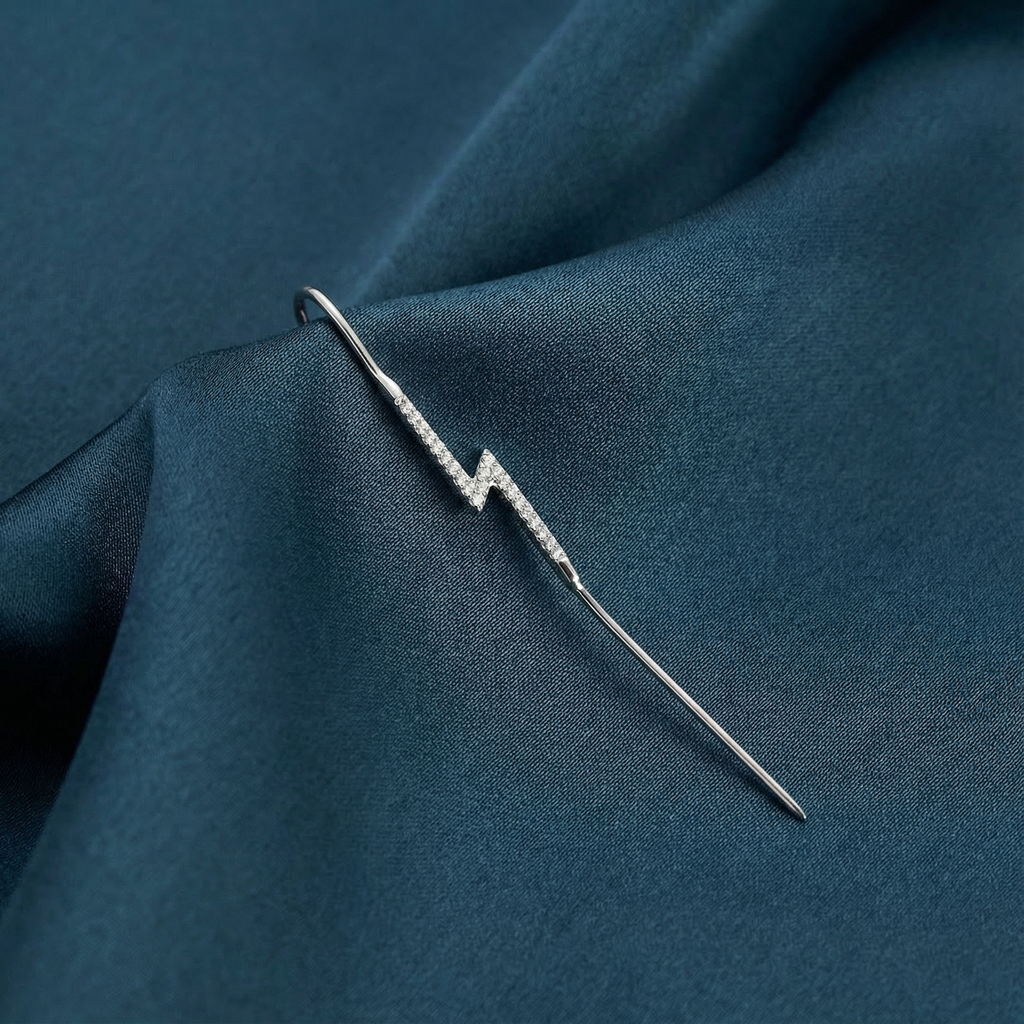 Gümüş Şimşek Küpe