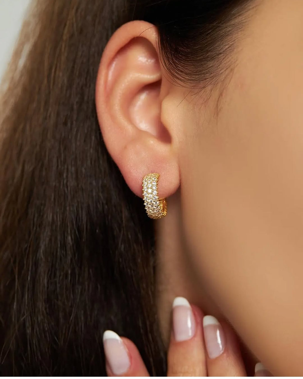 Gümüş Keskin Detaylı Halka Küpe