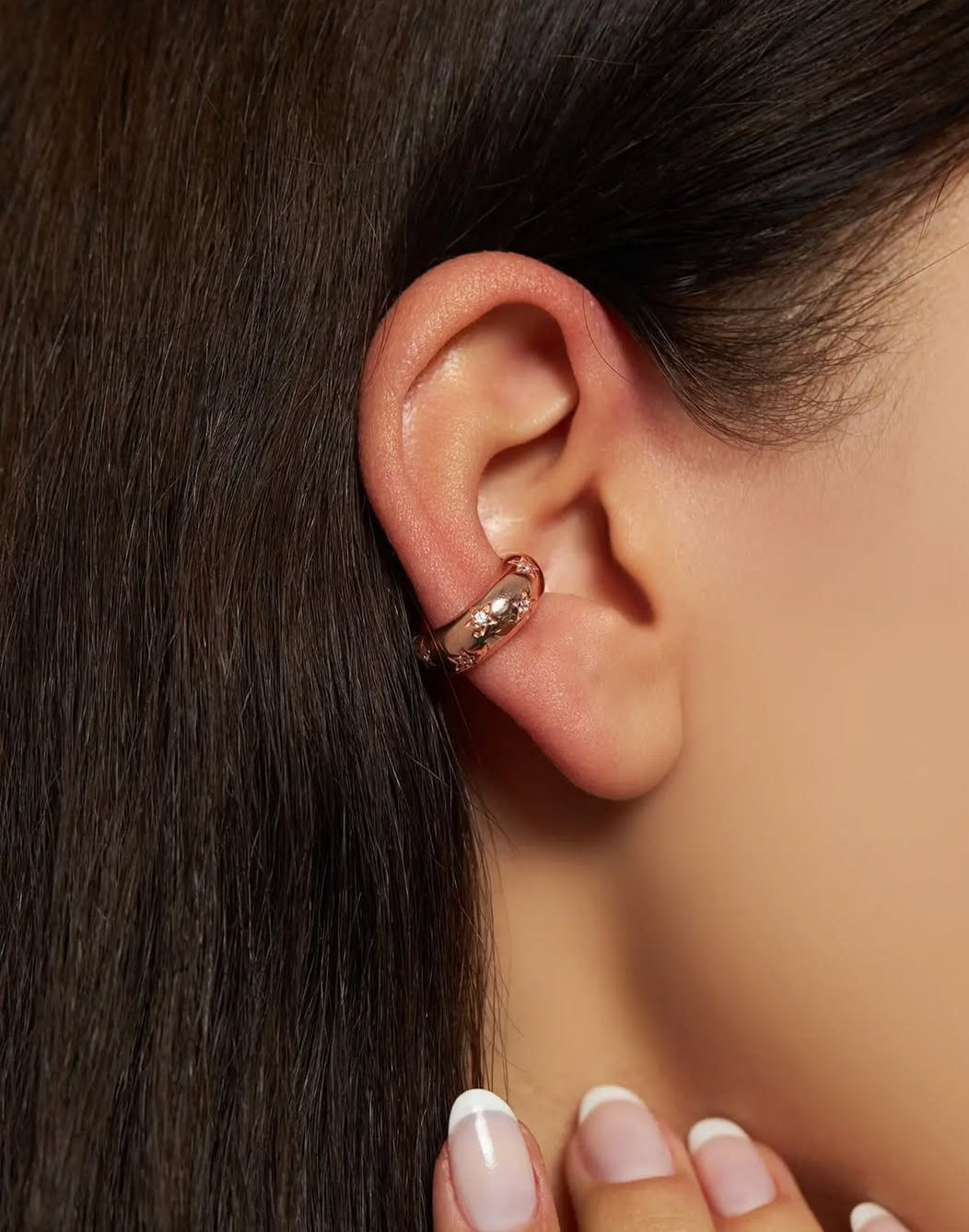 Gümüş Yıldızlı Halka Küpe